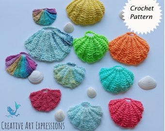 May include: Crochet pattern for a variety of colorful seashells. The pattern includes instructions for making different sizes and colors of seashells.