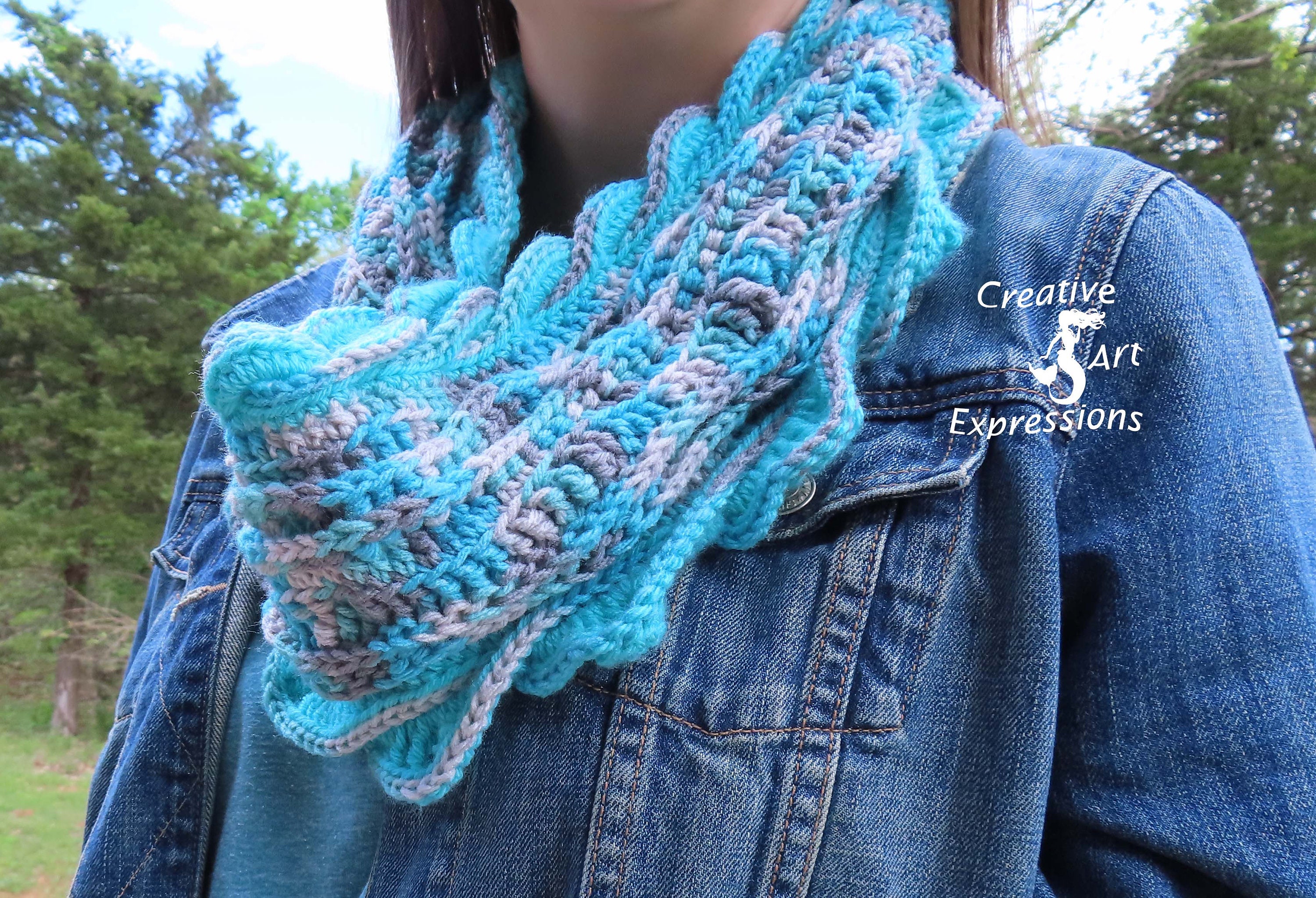 Sea Breeze Infinity Scarf Adult Teen Crochet Pattern 3 