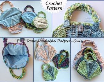 Seashell Purse Crochet Pattern, PDF Download, Video Tutorials, Ocean Crochet, Seaside Crochet, Mermaid at Heart, Mermaid Necessities