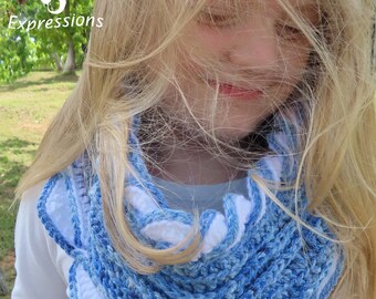Sea Breeze Infinity Scarf Child & Youth Crochet Pattern, PDF Download, Video Tutorial Links, Ocean Crochet, Mermaid Crochet, 2 sizes