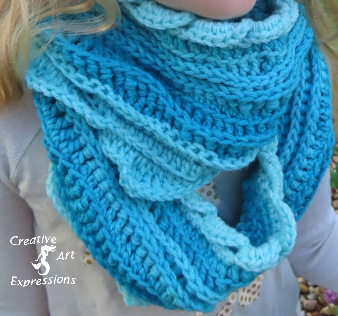 Sea Breeze Long Infinity Scarf Crochet Pattern 3 Sizes Adult  display picture 1