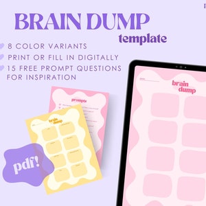 Brain Dump Printable Template | PDF Digital Download for Mental Clarity | ADHD Friendly Hacks & Daily Planning