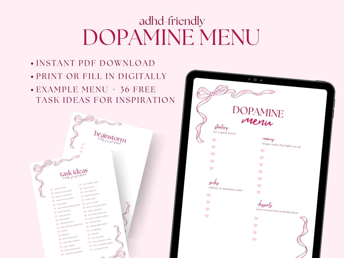 ADHD Dopamine Menu Planner | Daily Productivity, Motivation (digital ...