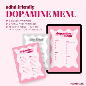 Dopamin Menü Vorlage für tägliche Motivation und Produktivität | Druckbare Digitaler Download | ADHS Hacks & Tagesplanung