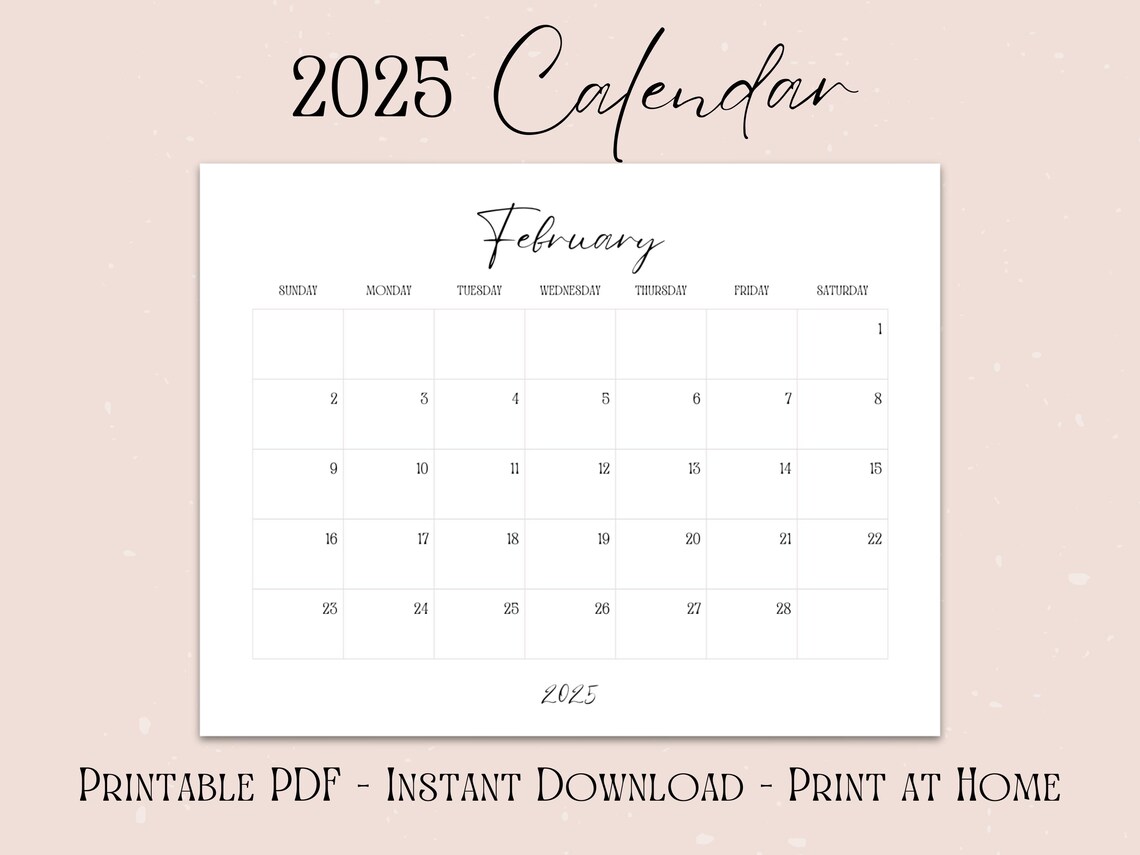 2025 Monthly Planner, 2025 Calendar, Landscape Calendar, Elegant ...
