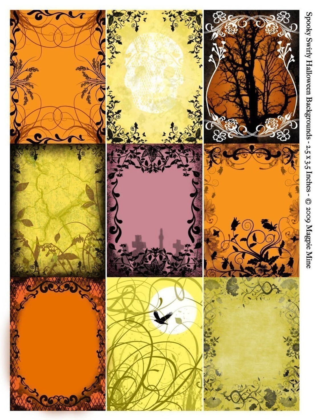 Halloween Backgrounds Collage Sheet Digital Download - Printable - ACEO ...