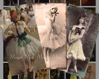 Dancers Collage Sheet - Altered Art, Ballet, Burlesque, Degas Paintings - Digital Download - Printable