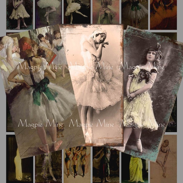 Danseurs Collage feuille - Art altéré, Ballet, Burlesque, peintures de Degas - téléchargement numérique - imprimable