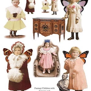 Whimsical Winged Children Digital Collage Sheet Instant Download Vintage Altered Images Digital Download Printable image 1