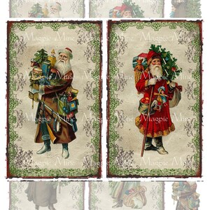 Santa's Toys Collage Sheet Victorian Santa Claus on Antiqued Tags Toys St. Nicholas Christmas Instant Download Printable image 2