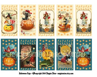 Halloween Tags - Digital Download - Make Your Own Tags - Printable - Vintage Images - Eight Different Designs