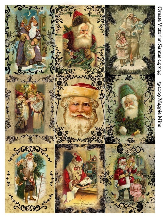 Immagini Natale Vittoriano.Babbi Natale Vittoriano Ornato 25 X 35 Aceo Dimensione Etsy