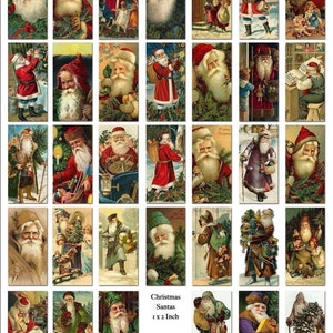 Christmas Santa Digital Collage Sheet Printable Instant Download 1 x 2 Domino Size Father Christmas, Santa Claus Digital Download image 2