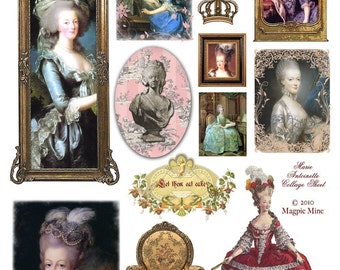 Marie Antoinette Collage Sheet - French - Paris - Portraits - Digital Download - Printable - Instant Download