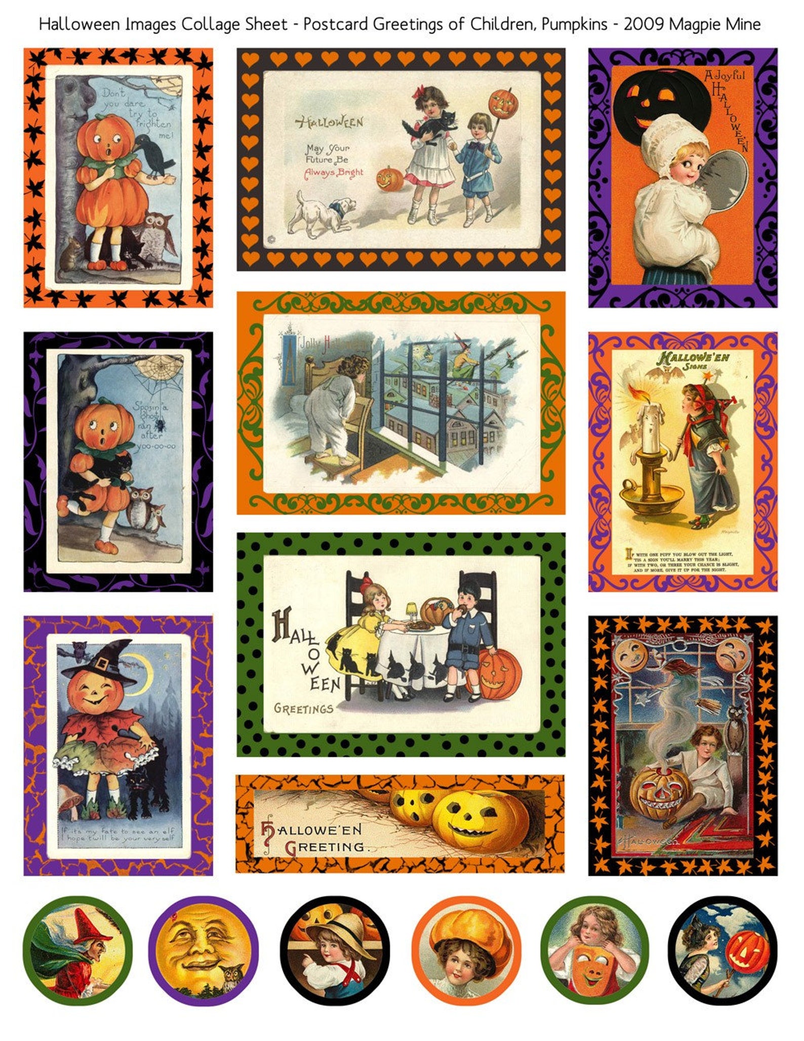 Halloween Collage Sheet Vintage Images of Children - Etsy