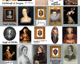 Queens of Henry VIII Collage Sheet - Anne Boleyn and the Others - Digital Download - Printable - Instant Download