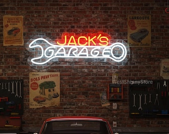 Personalized Garage Neon Sign for Dad, Custom LED Man Cave Light, Father’s Day Gift for Car Lover, Car Workshop Wall Decor, Gift for Him