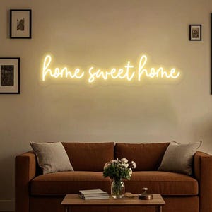 Placa Home Sweet Home, Ideias para presentes de inauguração de casa, Placa de decoração para casa, Placa de neon LED para casa, Decoração personalizada para casa, Decoração para casa de família, Iluminação para casa