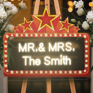 Placa personalizada para recepção de casamento, display personalizado para serviço de garrafas VIP, placa iluminada para entrada de festa de casamento, letreiro para letreiro de boate