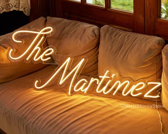 Custom Neon Sign For Wedding, Rustic Wedding Neon Decor, Last Name Sign for Home Decor, Battery Operated, Wedding Acrylic Sign, Free Dimmer