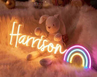 Letrero luminoso de neón personalizado con nombre, ideal para decorar la habitación de los niños o niñas, luz nocturna para la habitación del bebé, regalo para adolescentes o como regalo de Navidad.
