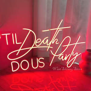 Letreiro de neon para festa "Até a Morte Nos Pegar", decoração de parede para casamento, iluminação para festa romântica, decoração para despedida de solteira, decoração de quarto gótico, presentes para ela