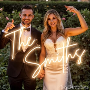 Luce al neon personalizzata con nome per matrimonio, insegna rustica per matrimonio, luce al neon con nome di famiglia, luce al neon a batteria, luce al neon per sposi, luce al neon per ricevimento di nozze