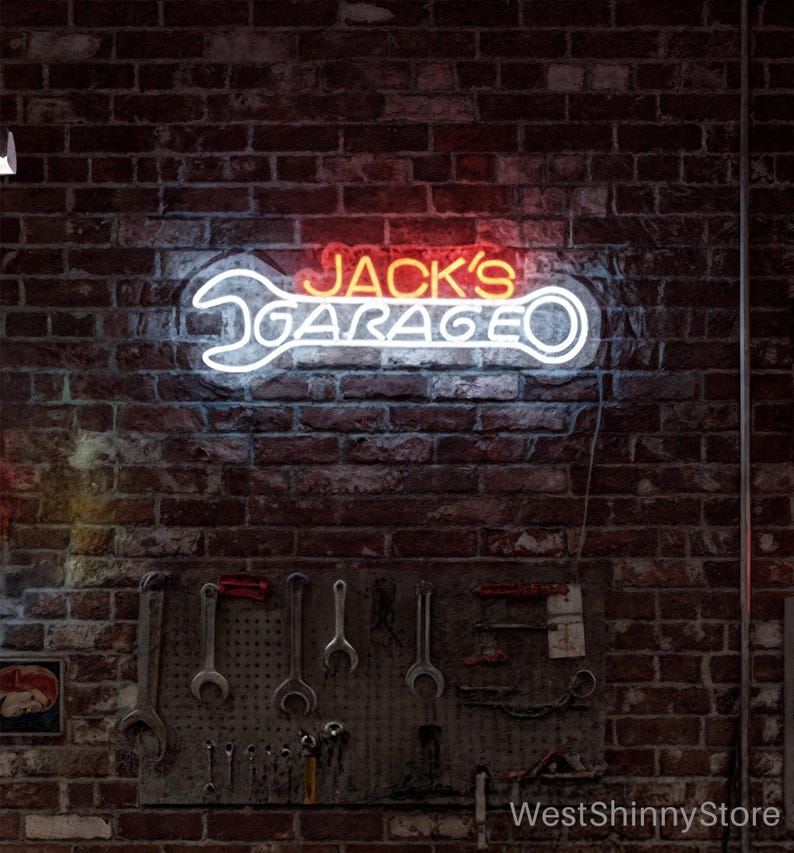 Personalized Garage Neon Sign for Dad, Custom LED Man Cave Light ...