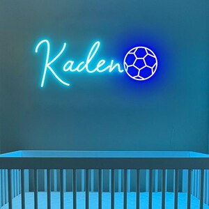 Custom soccer neon sign, Personalized sport decor, Soccer player christmas gift, Neon sign for kids, Kids soccer room decor, Boys room decor