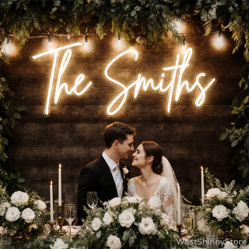 Custom Wedding Name Neon Sign, Modern wedding sign, Engagement party decor, Neon wedding keepsake, Acrylic Wedding Decor, Battery Operated image 11