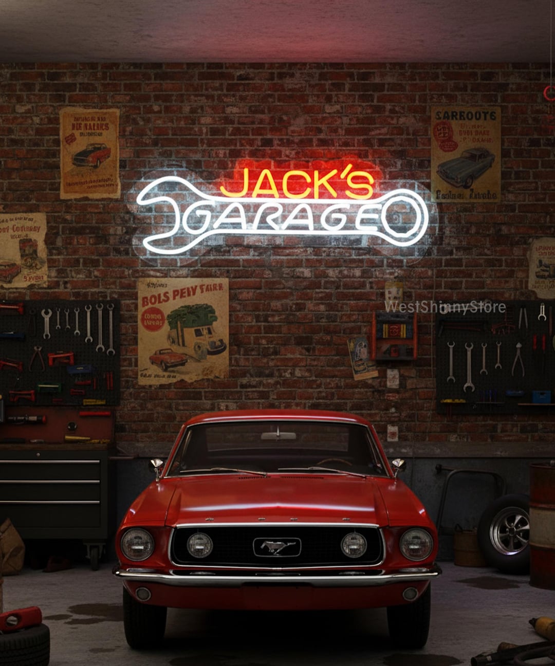 Personalized Garage Neon Sign for Dad, Custom LED Man Cave Light ...
