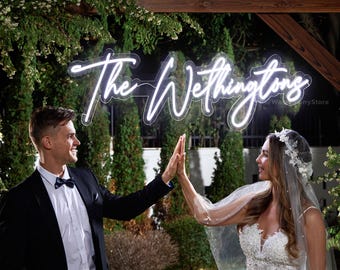 Custom Handmade Wedding Neon, Neon Wedding Sign Hanging, Minimalist Wedding Decor, Wedding Backdrop Decor, Engagement Gift, Battery Powered