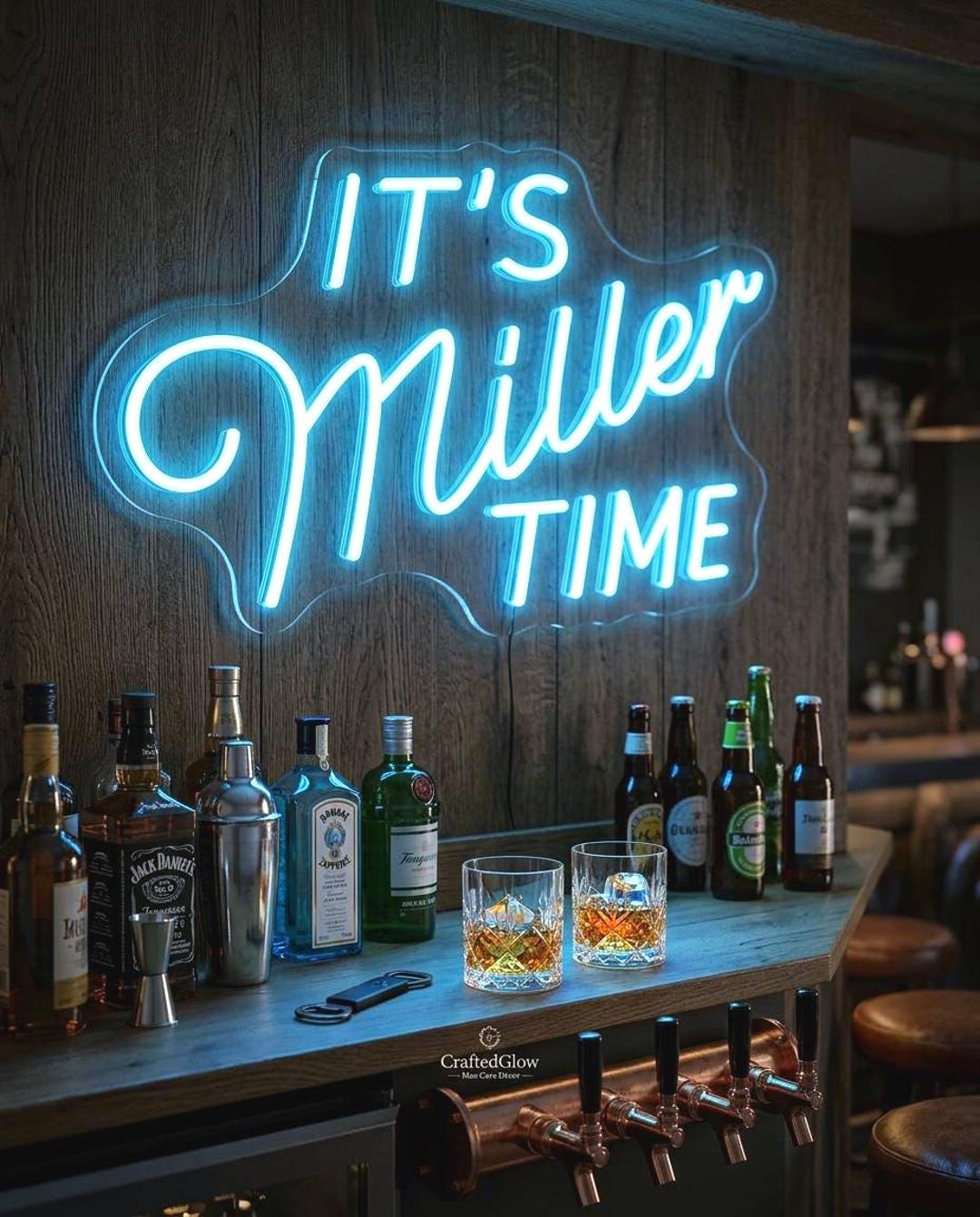 Miller Time LED Neon Sign: Vintage Home Bar Decor, It's Miller
