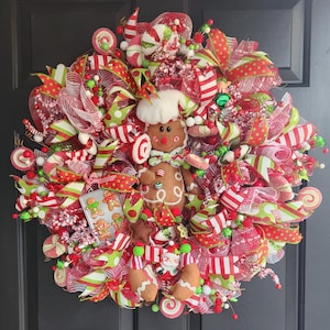 gingerbread wreath, Christmas wreath, gingerbread man wreath, cookie wreath gingerbread cookie wreath, whimsical wreath, holiday wreath