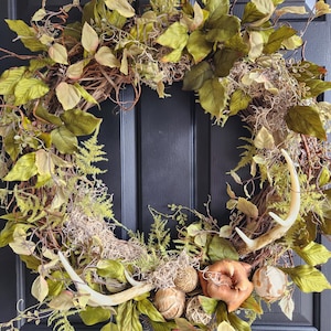 woodland wreath, antler wreath, grapevine wreath, rustic wreath, country wreath, farmhouse wreath, everyday wreath, spring summer wreath