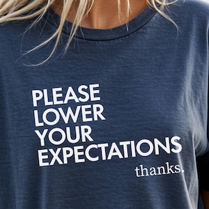 Please Lower Your Expectations Shirt Gentle Parenting Sarcastic Parent Tee Funny Mom Shirt Dry Humor Tired Dad Gift Minimalist
