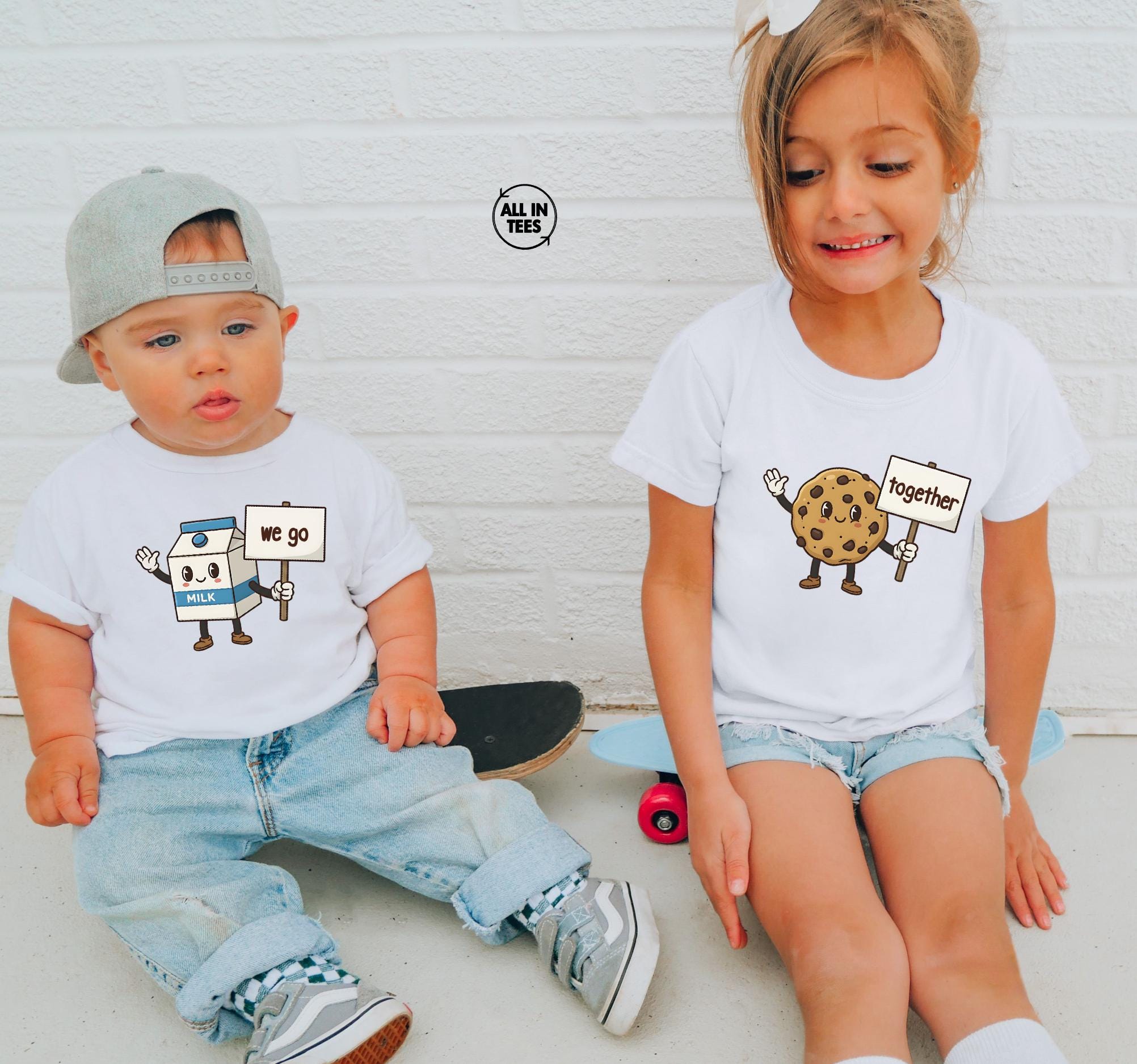 Milk and Cookies Twin Shirts We Go Together Matching Siblings