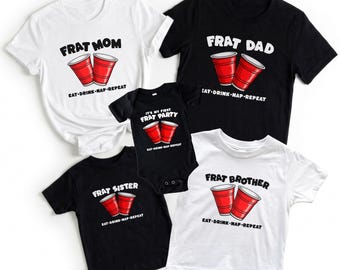 Frat Party Familie Shirts Twin Frat Party Lustig Geburtstag Thema Passende Mama Papa Kinder Erste Party Outfit Babyparty Humor