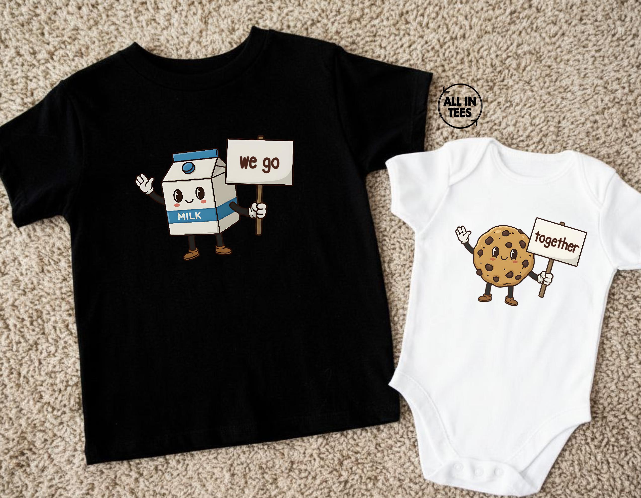 Milk and Cookies Twin Shirts We Go Together Matching Siblings