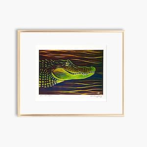Here Gator Gator - Fine Art Print of an Alligator by Heather L. Young - Signed Wall Art - University of Florida Gift - Florida Gator Fan