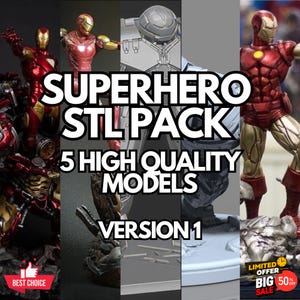 Superhero STL Pack V1 | High Quality 3D Printable Digital Files | Instant Download | Print Ready 3D Models | Fast Download
