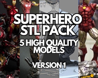 Superheld 3D-model STL-pakket | 5 afdrukklare bestanden (direct downloaden)