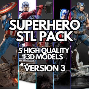 Superhero 3D STL Pack V3 | High Quality 3D Printable Digital Files | Instant Download | Print Ready 3D Models | Fast Download | FanArt STL