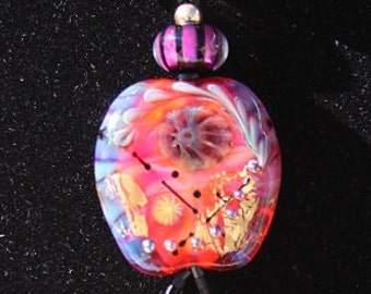 OOAK SUNSET Adjustable Statement Necklace Lampwork by Christiane Imkamp, Vermeil, Wearable Art, Gift for her