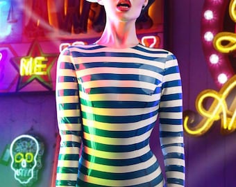 Lady Lucie Latex Stripe bodysuit