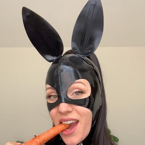 Lady Lucie Latex Bunny Ears Hood Mask