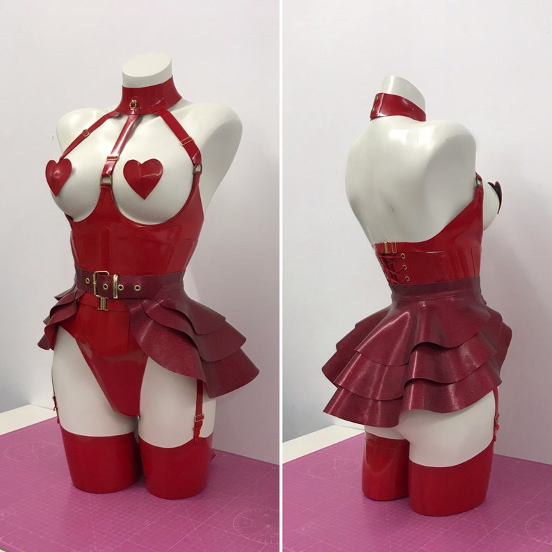 The Original Three Layer Belted Peplum belt by Lady Lucie Latex image 4