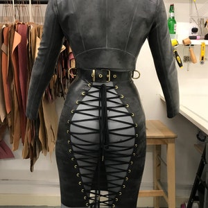 Latex Lace Up Back Pencil Skirt