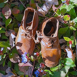 Antike Baby Kleinkind Handmade Schuhe. Braune Leder Hightops. Harte Sohlen. Bezaubernd. Tolle Form!