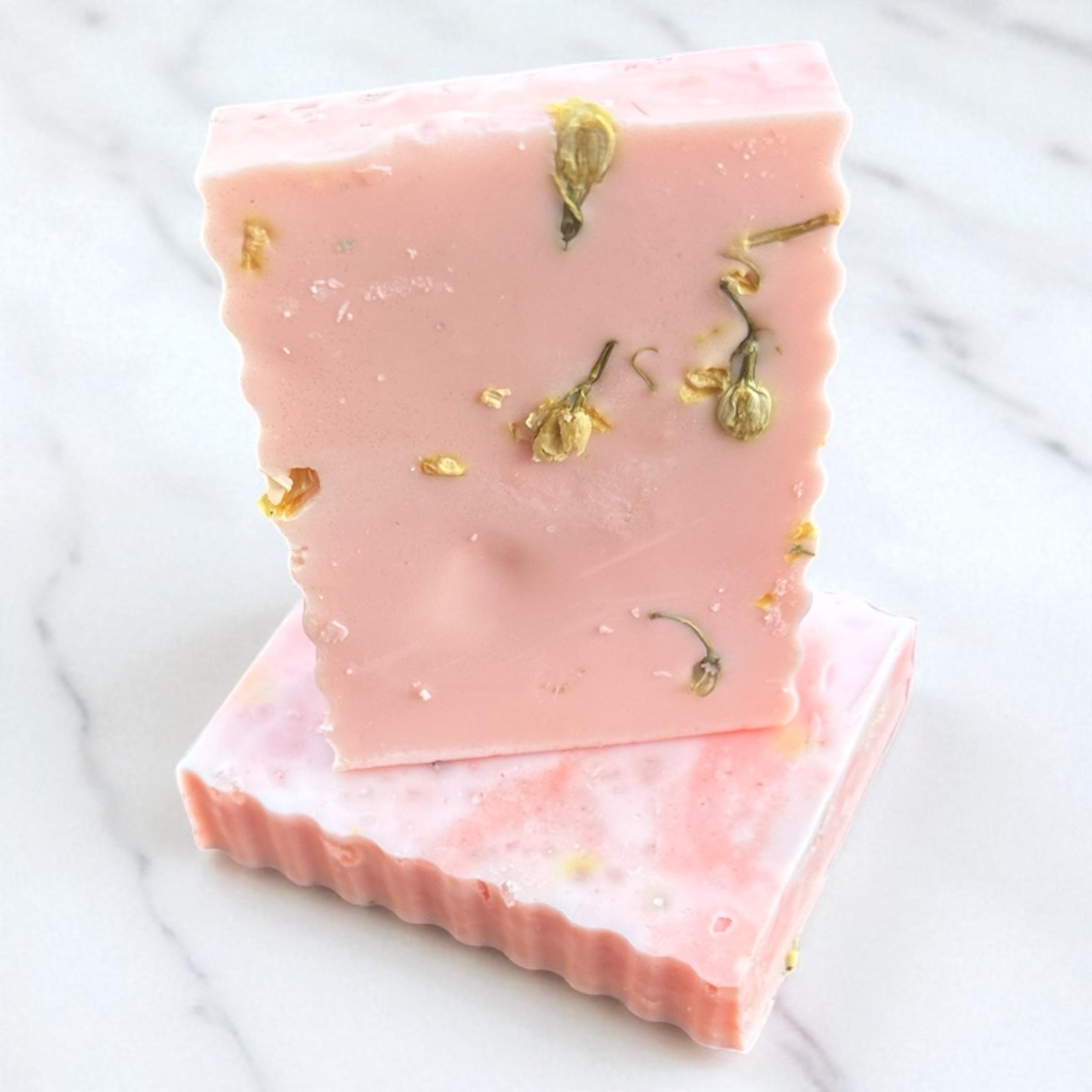 Peach Pearl Peony Goat Milk Soap | Pink Himalayan Salt Exfoliating Bar ...
